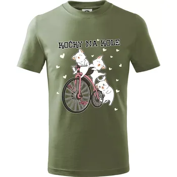 Kočky na kole - Tričko dětské bavlněné - 122 cm/6 let ( Khaki )