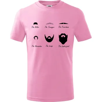 Types of men - Mustache - knírek - Tričko dětské bavlněné - 122 cm/6 let ( Růžová )