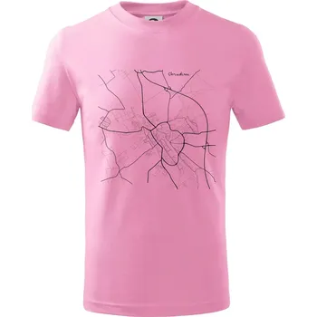 Černobílá mapa Chrudim - Tričko dětské bavlněné - 158 cm/12 let ( Růžová )