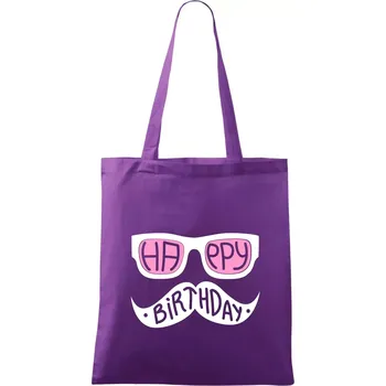Mustache narozeniny - brýle - Taška bavlněná - 42 x 38 cm ( Fialová )