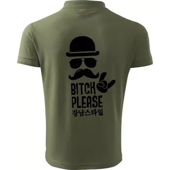 Pánská košile Bitch please! Mustache - Polokošile pánská Pique Polo 203 - L ( Khaki )