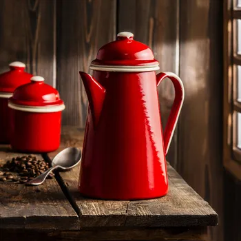 Konvice na čaj Smaltovaná konvice na kávu / čajník OLKUSKIE WYROBY EMALIOWANE 1,3 l OWE Carmine