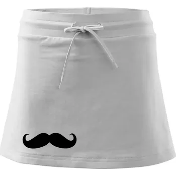 Dámská sukně Mustache - knírek - Sportovní sukně - two in one - L ( Bílá )