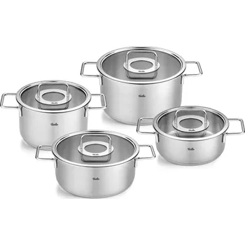 Sada nádobí FISSLER Pure Collection - sada 4 nerezových hrnců se skleněnými poklicemi