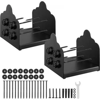 Příslušenství pro plot Základna sloupku VEVOR 8x8, 2 ks, vnitřní rozměr 7,9x7,5 palce / 200x190 mm, konzole sloupků, vysoce odolné sloupky z uhlíkové oceli na terasu, konzole dřevěných sloupků pro zábradlí pavilonu, podpěrná deska terasy, černá