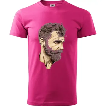 Pánská móda Mustache man - Klasické pánské triko vyšší gramáže - M ( Purpurová )