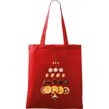 Vánoční stromeček ze sušených plodů - Taška bavlněná - 42 x 38 cm ( Červená )
