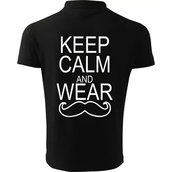Pánská košile Keep calm and wear mustache - Polokošile pánská Pique Polo 203 - 3XL ( Černá )