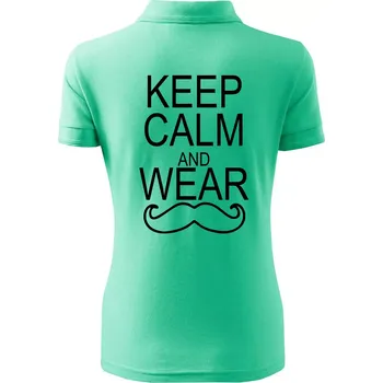 Keep calm and wear mustache - Polokošile dámská Pique Polo - S ( Mátová )