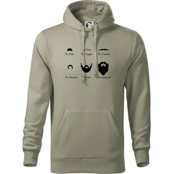 Pánská mikina Mustache types of mustache - Mikina pánská Cape s kapucí - 5XL ( Light khaki )