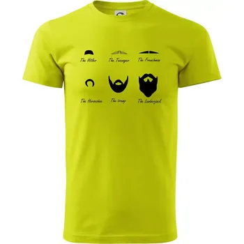 Mustache types of mustache - Klasické pánské triko vyšší gramáže - S ( Limetková )