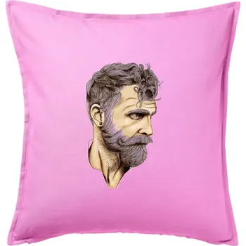 Polštář Mustache man - Polštář 50x50 - 50x50 - Pouze potah ( Růžová )
