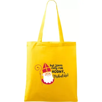 Byl jsem celý rok hodný, Mikuláši! - Taška bavlněná - 42 x 38 cm ( Žlutá )