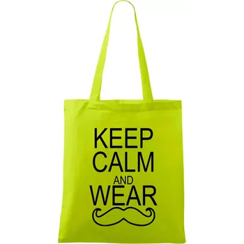 Keep calm and wear mustache - Taška bavlněná - 42 x 38 cm ( Limetková )