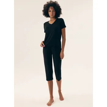 Dámské pyžamo Henderson Ladies Dámské Viskózové Pyžamo Krátký Rukáv, černá S i384_51835611