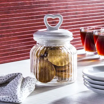 Zavařovací sklenice IVORY dekorativní skleněná nádoba s víčkem 0,65 l