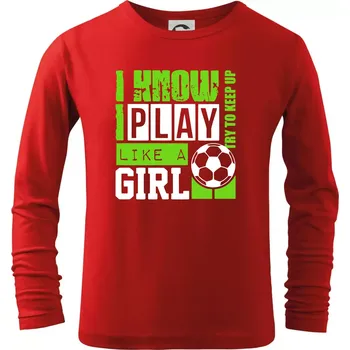 Chlapecké tričko Play girl - Triko dětské Long Sleeve - 122 cm/6 let ( Červená )