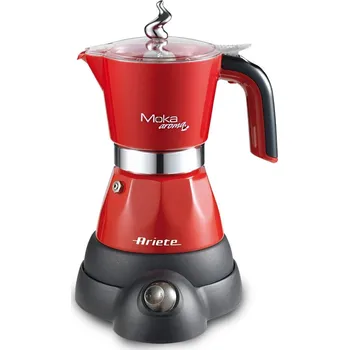Moka konvice ARIETE Mokina na 4/2 šálky espressa (4/2 tz) červená - elektrická hliníková moka konvička / express