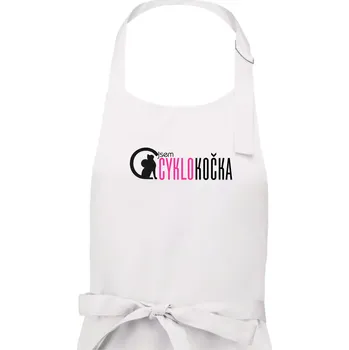 Kuchyňská zástěra Jsem cyklo kočka - Dámská zástěra na vaření - Univerzální velikost ( Bílá )
