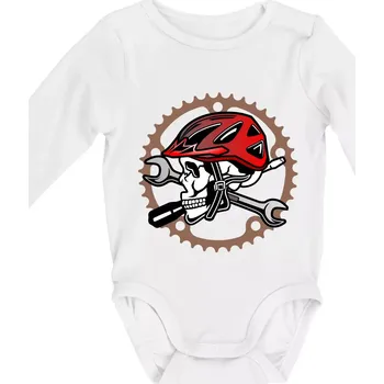 Kojenecké oblečení Lebka biker opravář - Body kojenecké s dlouhým rukávem - Dlouhý r. do 3 měs ( Bílá )