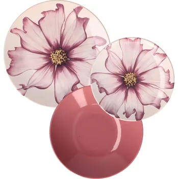 Talíř Sada talířů pro 6 osob ROSE TULIPANI COSMEA 18 ks.