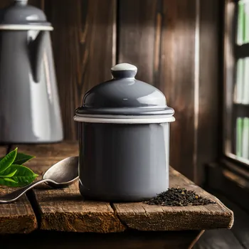 Dóza na potraviny Smaltovaná dóza / nádoba na sypké potraviny OLKUSKIE WYROBY EMALIOWANE 0,5 l OWE Grey