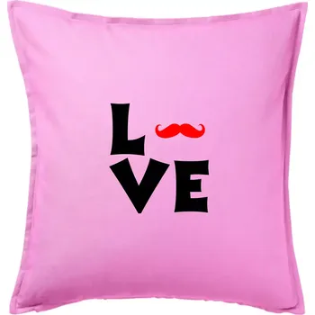 Polštář Love mustache - Polštář 50x50 - 50x50 - Pouze potah ( Růžová )