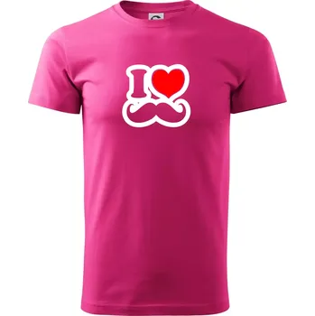 i love mustache - obrys - Klasické pánské triko vyšší gramáže - XS ( Purpurová )