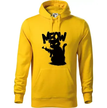 Pánská mikina Meow kočka se zbraní - Mikina pánská Cape s kapucí - 4XL ( Žlutá )
