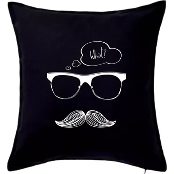 Polštář Mustache what? - Polštář 50x50 - 50x50 - Pouze potah ( Černá )