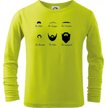 Dětská móda Mustache types of mustache - Triko dětské Long Sleeve - 134 cm/8 let ( Limetková )