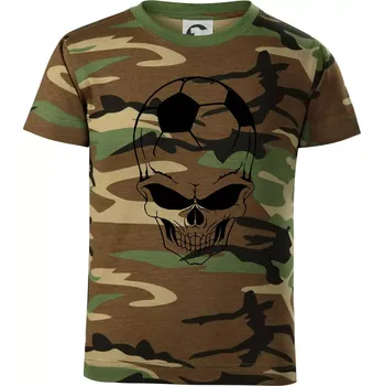 Chlapecké tričko Fotbal lebka míč - Dětské maskáčové triko - 134 cm/8 let ( Hnědý maskáč )