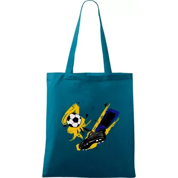 Nákupní taška Kopačka s míčem - Taška bavlněná - 42 x 38 cm ( Petrolejová )