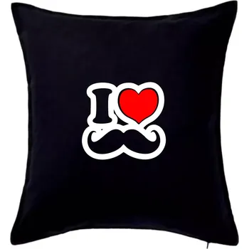Polštář i love mustache - obrys - Polštář 50x50 - 50x50 - Pouze potah ( Černá )