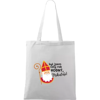 Nákupní taška Byl jsem celý rok hodný, Mikuláši! - Taška bavlněná - 42 x 38 cm ( Bílá )