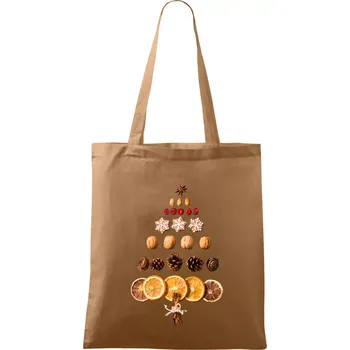 Nákupní taška Vánoční stromeček ze sušených plodů - Taška bavlněná - 42 x 38 cm ( Cappuccino )