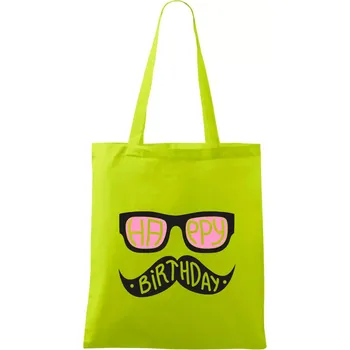 Mustache narozeniny - brýle - Taška bavlněná - 42 x 38 cm ( Limetková )