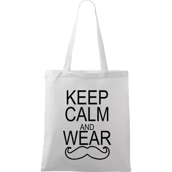 Nákupní taška Keep calm and wear mustache - Taška bavlněná - 42 x 38 cm ( Bílá )