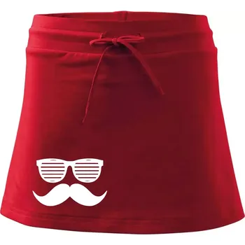 Dámská sukně Mustache brýle - Sportovní sukně - two in one - M ( Červená )