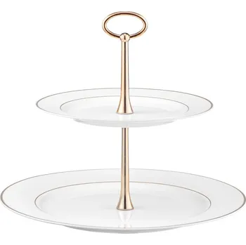 AMBITION Aura Gold 27 cm - dvoupatrový porcelánový dortový talíř