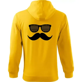 Pánská mikina Mustache brýle - Mikina s kapucí na zip trendy zipper - S ( Žlutá )