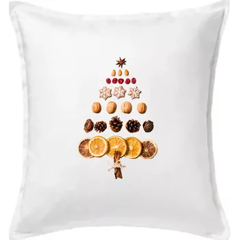 Polštář Vánoční stromeček ze sušených plodů - Polštář 50x50 - 50x50 - Včetně výplně ( Bílá )