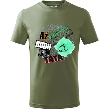 Chlapecké tričko Až vyrostu budu jako táta - cyklista - Tričko dětské bavlněné - 158 cm/12 let ( Khaki )