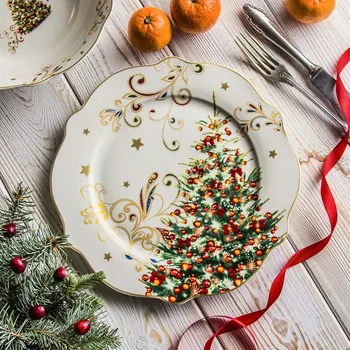 Talíř Porcelánový talíř s vánočním stromkem 27 cm