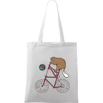 Bobr na kole - Taška bavlněná - 42 x 38 cm ( Bílá )