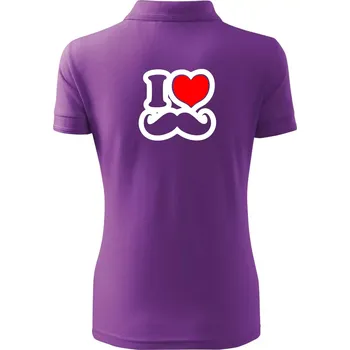 i love mustache - obrys - Polokošile dámská Pique Polo - 2XL ( Fialová )