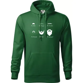 Pánská mikina Mustache types of mustache - Mikina pánská Cape s kapucí - 4XL ( Lahvově zelená )