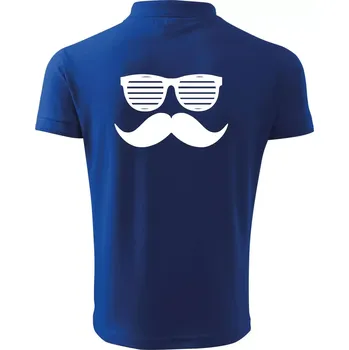 Pánská košile Mustache brýle - Polokošile pánská Pique Polo 203 - 4XL ( Královská modrá )