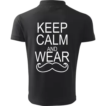 Pánská košile Keep calm and wear mustache - Polokošile pánská Pique Polo 203 - 4XL ( Dřevěné uhlí )