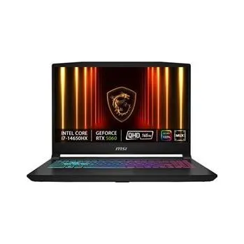 Notebook MSI Katana 15 HX B14WFK-249XCZ/i7-14650HX/32GB/1TB SSD/RTX 5060, 8GB/15,6" QHD, 165Hz IPS/Bez OS/černá